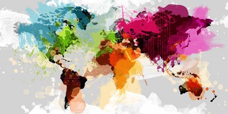 Colourful World Map by GraphINC art print