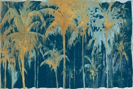 Teal and Gold Palms by Patricia Pinto art print