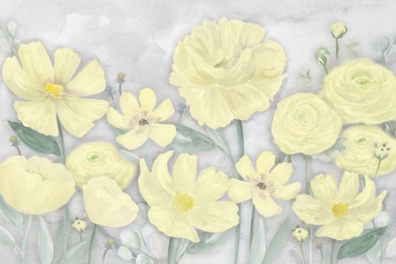 Peaceful Repose Gray &amp; Yellow Landscape by Tara Reed art print