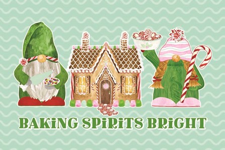 Christmas Bakers II on Mint by Tara Reed art print