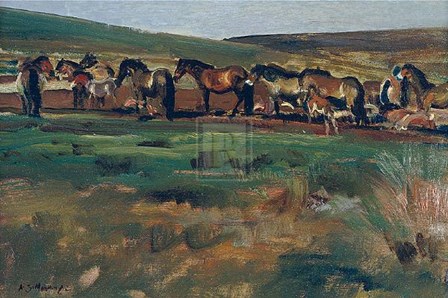 Exmoor Ponies by Sir Alfred J. Munnings art print