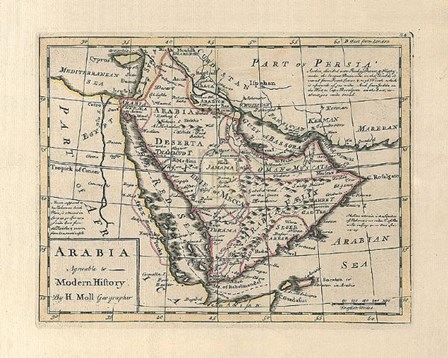 Arabia, Agreeable To Modern History by Herman Moll art print