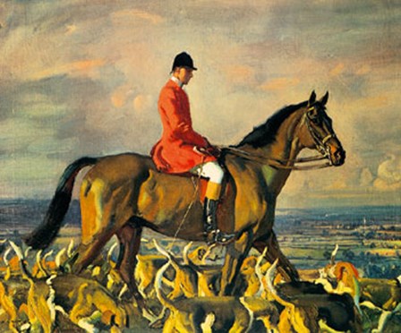 Major T. Bouch and the Belvoir Hounds by Sir Alfred Munnings art print