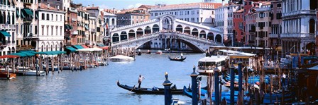 Bridge across a river, Rialto Bridge, Grand Canal, Venice, Italy by Panoramic Images art print