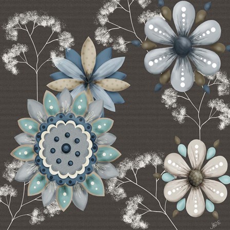 Blue Floral on Sepia II by Jade Reynolds art print