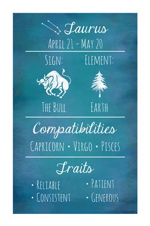 Taurus Zodiac Sign by Veruca Salt art print