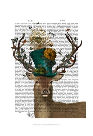 Mad Hatter Deer by Fab Funky art print