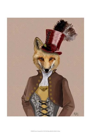 Vivienne Steampunk Fox by Fab Funky art print