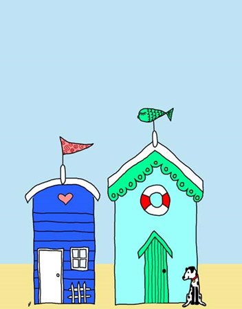 Beach Huts 2 by Fab Funky art print