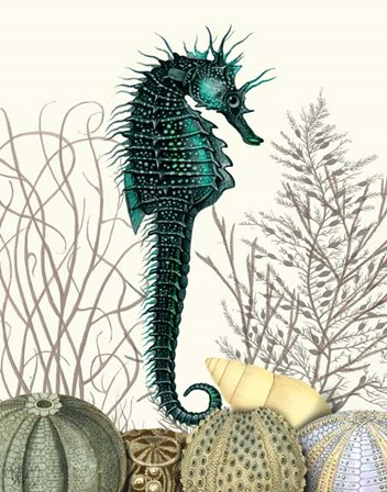 SeaHorse and Sea Urchins by Fab Funky art print