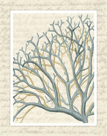 Blue Corals On VIntage Script b by Fab Funky art print