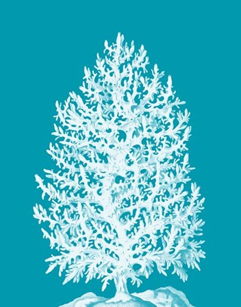 Coral Tree White on Sea Blue by Fab Funky art print