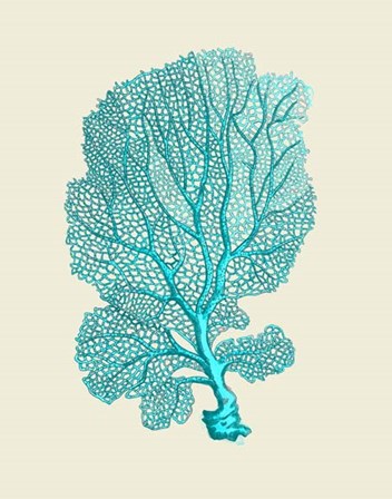 Corals Turquoise On Cream c by Fab Funky art print