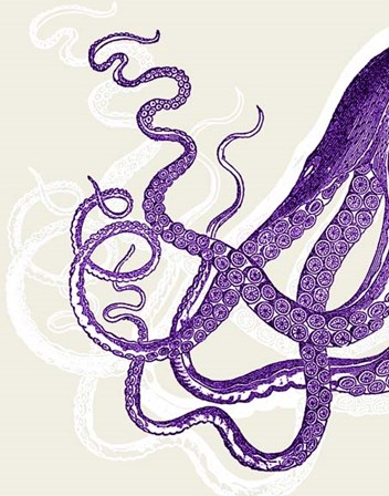 Octopus Tentacles Purple And White by Fab Funky art print