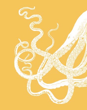 Octopus Tentacles White On Mustard by Fab Funky art print