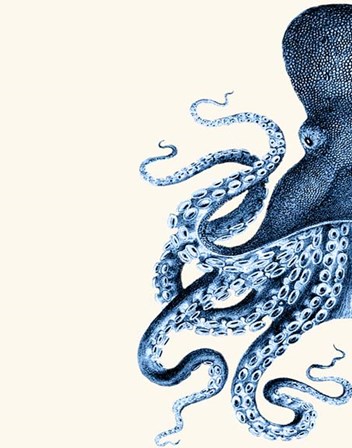 Octopus Navy Blue and Cream a by Fab Funky art print