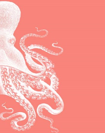 Octopus Coral and Cream b by Fab Funky art print