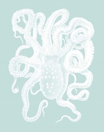 White Octopus on Seafoam a by Fab Funky art print