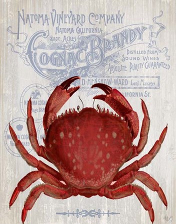 Crab Prohibition Crab On White by Fab Funky art print