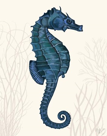 Blue Seahorses on Cream a by Fab Funky art print