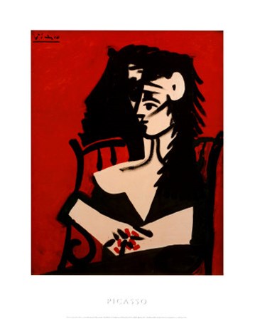 Jacqueline a Mantille Sur Fond Rouge by Pablo Picasso art print