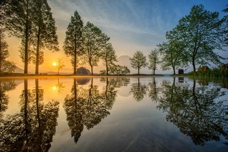 Mount Fuji Reflected In Lake , Japan by Chanwit Whanset art print