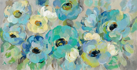 Fresh Teal Flowers by Silvia Vassileva art print