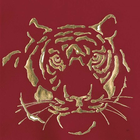 Gilded Tiger on Red by Chris Paschke art print
