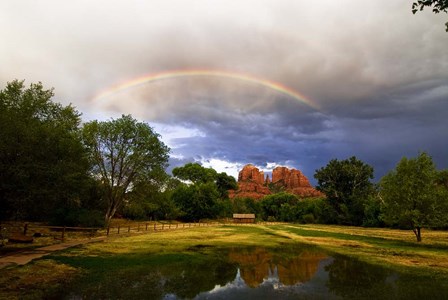 Catherdral Rock Rainbow Sedona Arizona by Tom Brossart art print